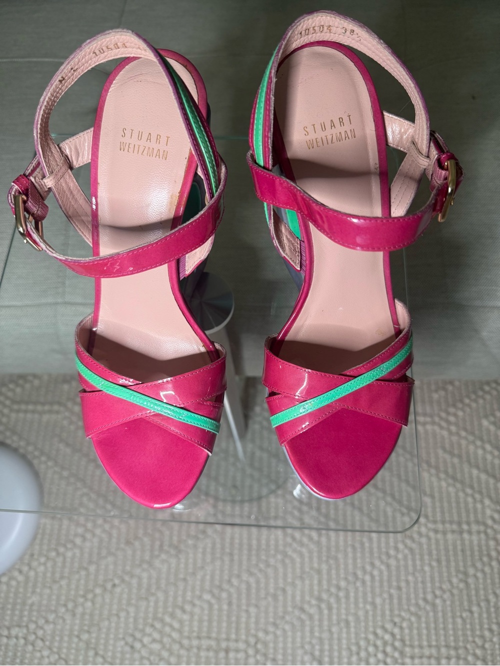 Stuart Weitzman colorblocked Wedge Sandals Size 8.5 - Picture 4 of 7
